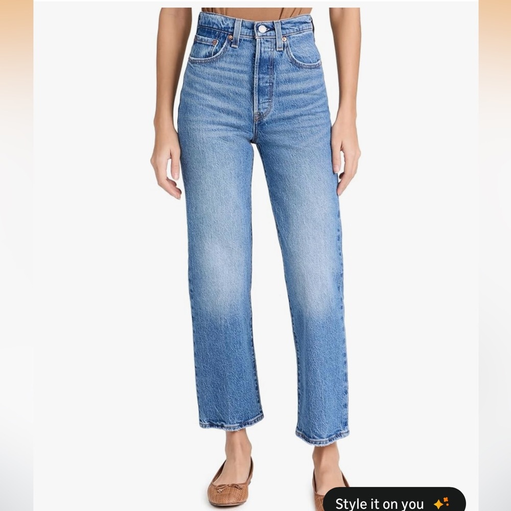Levi's Womens Premium Ribcage Straight Ankle Jeans in Dance Around
